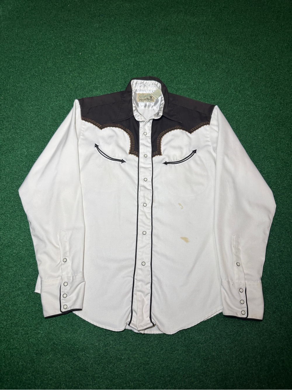 Roper Vintage Western Shirt Medium Pearl Snap Cowboy White Retro